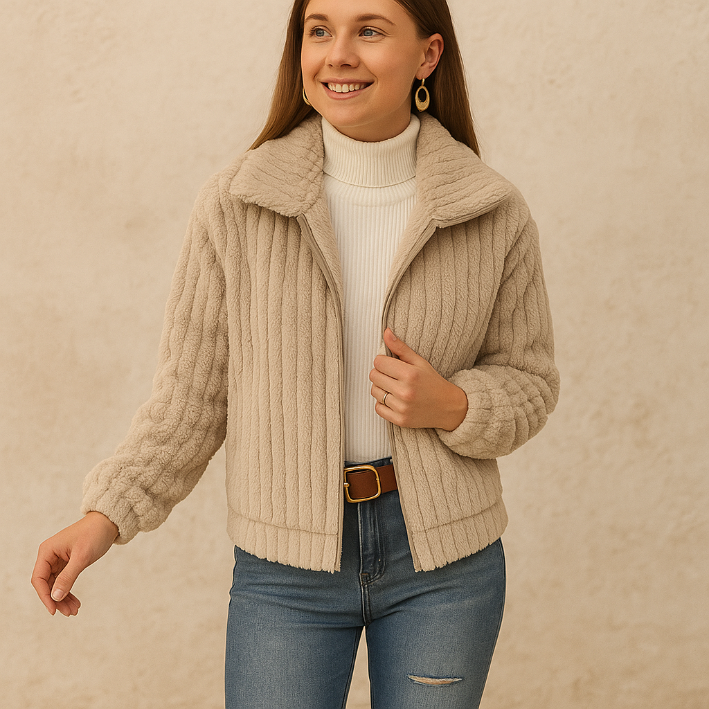 Women’s Long Fleece Cardigan with Collar | Warm Soft-Touch Layer for Autumn Winter Wear
