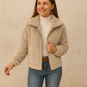 Women’s Long Fleece Cardigan with Collar | Warm Soft-Touch Layer for Autumn Winter Wear