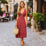 Women’s Boho Maxi Summer Dress with V-Neck | Lightweight Flowy Dress for Holidays & Everyday Wear