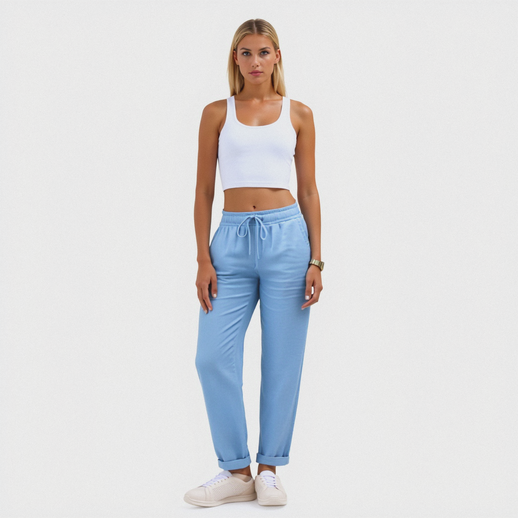 Women’s Linen Stretch Trousers | Lightweight Elegant Summer Pantalon for Work & Everyday Wear