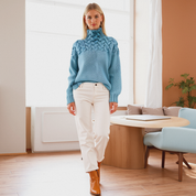 Women’s Long Knitted Jumper with Roll Neck | Soft Lightweight Knit for Autumn Winter